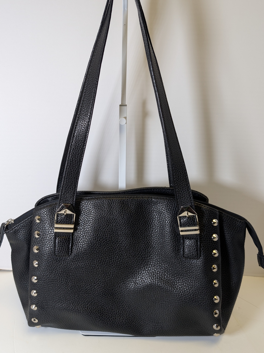 attention Black Studded Shoulder Tote